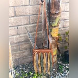 Jane Fringe Crossbody Leather Shoulder Bag by Sam Edelman Color: Cognac Multi